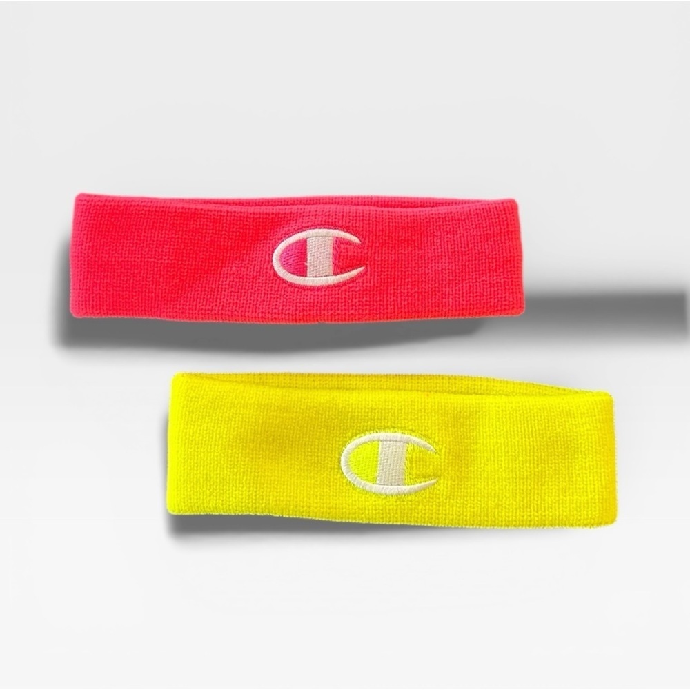 2 Champion Headbands Neon Pink and Neon Yellow